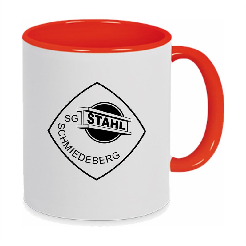 SG Stahl Schmiedeberg Tasse weiß/rot